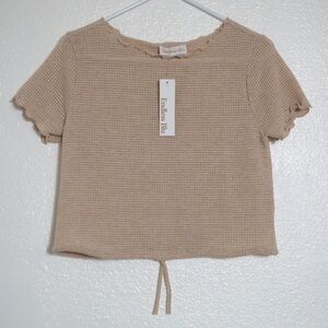 Women's Beige Soft Waffle Knit Top M NWT